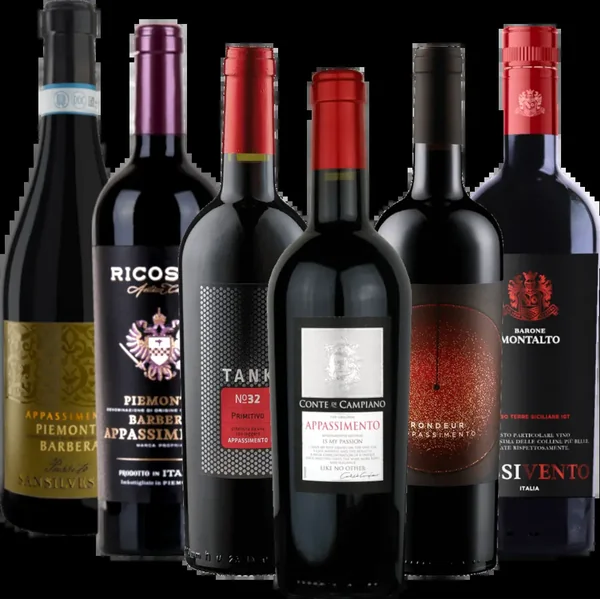 Voyage de dégustation avec des Appassimento ensoleillés - paquet de dégustation de 6 bouteilles